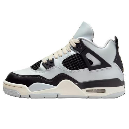 Air Jordan 4 Retro Mid Pure Platinum Leather Unisex Sneaker Hakiki Deri Unisex Günlük Spor Ayakkabı Gri
