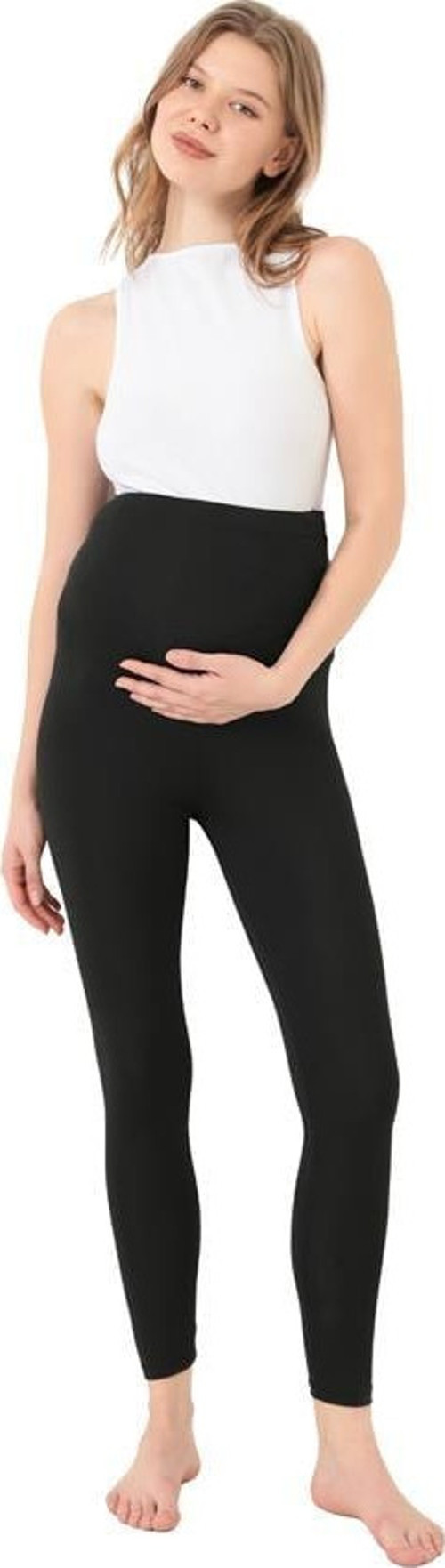 Siyah Esnek Yüksek Bel Hamile Tayt