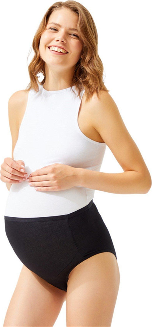 Siyah Pamuklu Yüksek Bel Hamile Bikini Külot