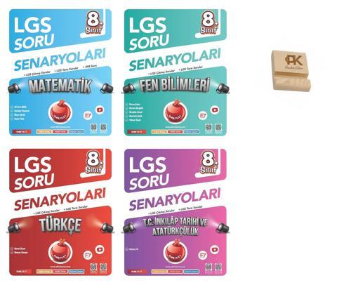 Nartest LGS 8. Sınıf Matematik Fen Türkçe ve İnkılap Çıkmış Sorular 4lü Set + Telefon Standı