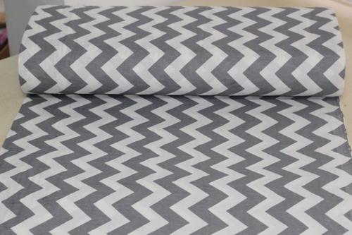 Gri Zik Zak Desenli Pamuklu Nevresimlik Kumaş 100*240 cm  Metrelik Çarşaf Yastık Ev Tekstil Kumaşı