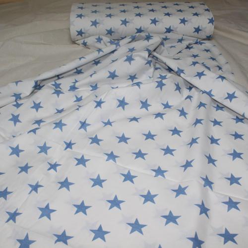 Pamuklu Nevresimlik Kumaş 100*240 cm Mavi Yıldız Desenli Metrelik Çarşaf Yastık Ev Tekstil Kumaşı