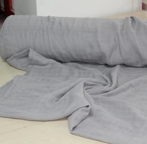 %100 Pamuk Kare Desenli Gri Müslin Kumaş 100*180 cm Metrelik Müslin Kumaş