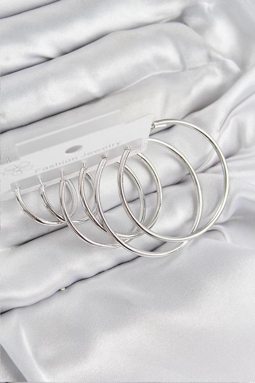 BFS Pirinç Halka Model Gümüş Renk Kadın Set Küpe