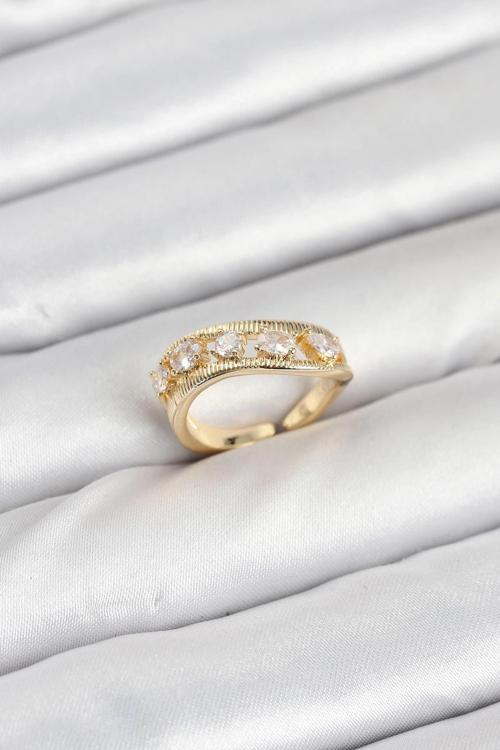 BFS Pirinç Gold Renk Zirkon Taşlı Kadın Yüzük