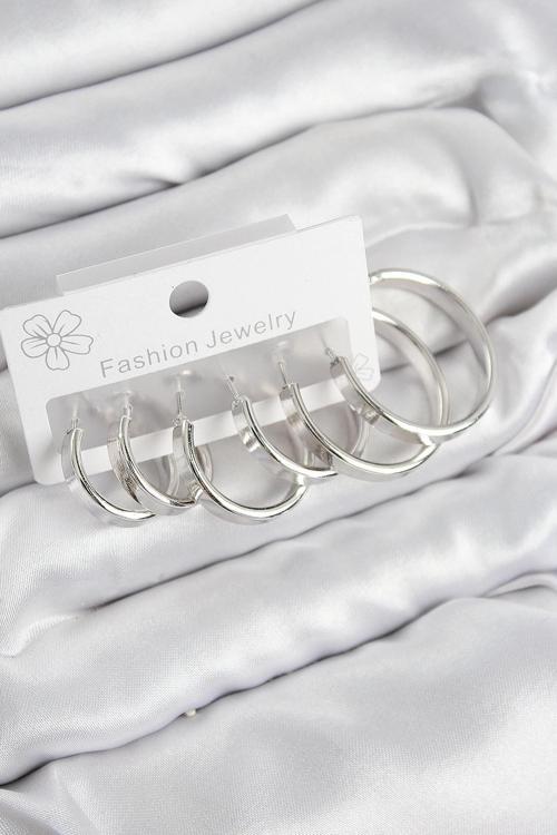 BFS Pirinç Halka Model Gümüş Renk Kadın Set Küpe