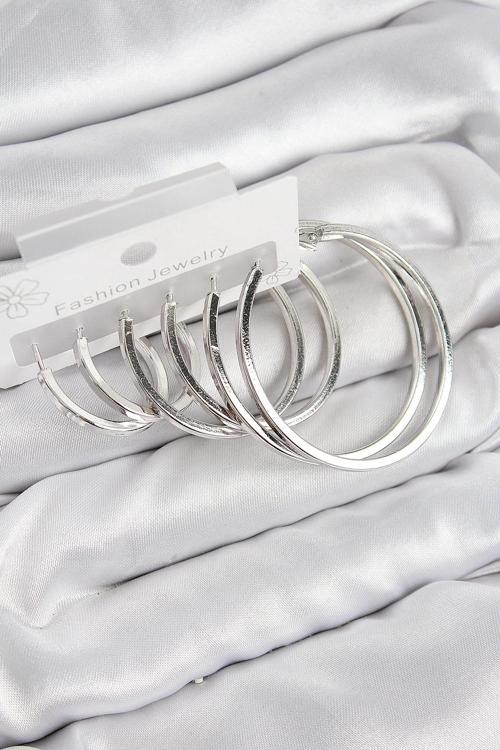 BFS Pirinç Halka Model Gümüş Renk Kadın Set Küpe