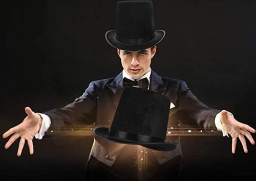 BFS Yetişkinler İçin Siyah Renk Ringmaster Sihirbaz Şapkası Silindir Şapka