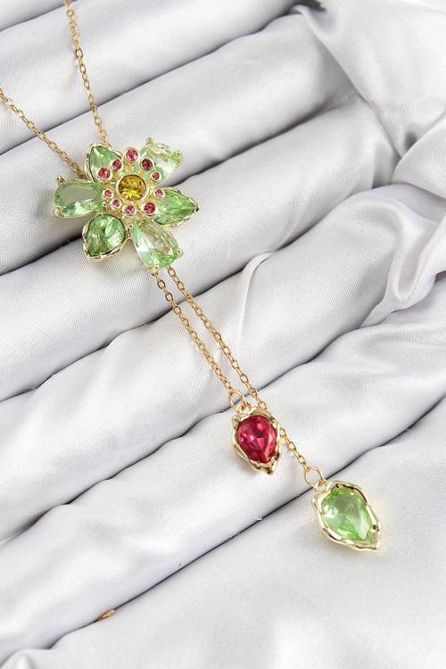 BFS VIP Pirinç Zirkon Taşlı Çiçek Model Gold Renk Asansörlü Kadın Kolye