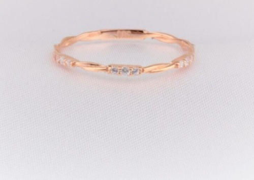 Burgu Altın Yüzük - 14 Ayar Altın Burma Tel Zirkon Taşlı Minimal Roz Yüzük - Eşe, Sevgiliye