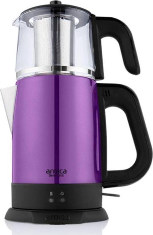 T336 Demli Stil 1800 W Mor Cam Demlikli Çay Makinesi