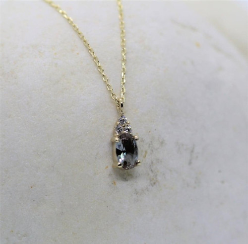 Altın Kolye - 0.60 CT Zultanit 0.10 CT Pırlanta (Sıgnty) Taşlı Modern Altın Kolye-Hediye Altın Kolye