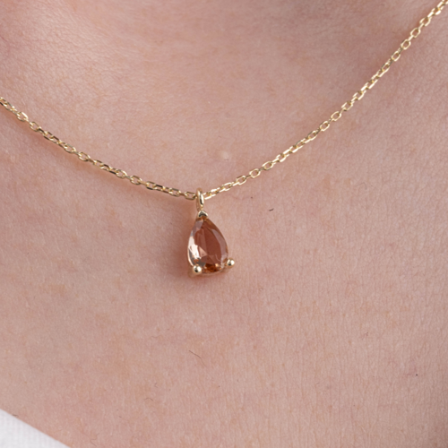 Altın Kolye - 0.25 Karat Zultanit (Renk Değiştiren) Doğal Taşlı Hediye 14 Ayar Altın Kolye