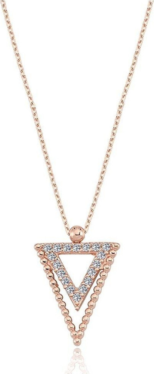 Altın Kolye - Üçgen Tasarımı Pırlanta İhtişamı Modern Tarz 14 Ayar Altın Kolye