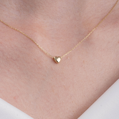 Altın Kolye - Minimal Kalp Tasarım 14 Ayar Altın Kolye