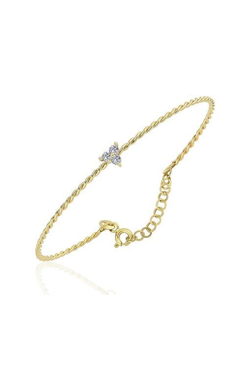 Altın Bilezik - Üç Mini Taşlı Burgu 14 Ayar Altın Bilezik