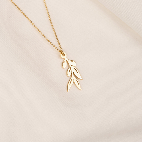Altın Kolye - Zeytin Dalı 14 Ayar Altın Kolye