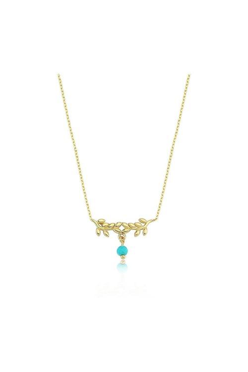 Altın Kolye - Firuzeli Dal 14 Ayar Altın Kolye