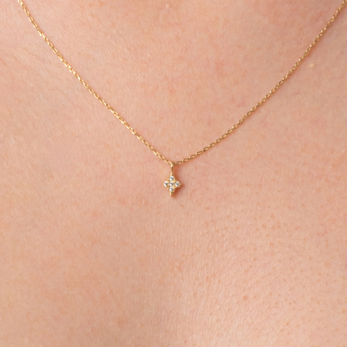 Altın Kolye - Pırlanta Montürü Altın Kolye-Karo Pırlanta Montürü Hediye Kolye-Kadın Altın Kolye