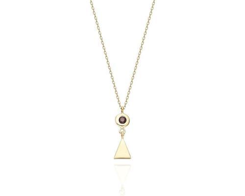 Altın Kolye - 14 Ayar Altın Kolye-Üçgen Motifli Smoky Taşlı Modern Altın Kolye-Hediyelik Altın Kolye