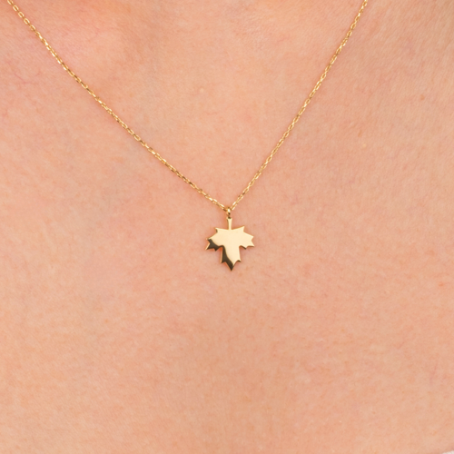 Altın Kolye - Çınar Yaprağı 14 Ayar Altın Kolye