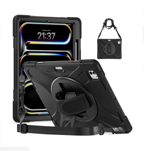 iPad Pro 11 2025 M5 Çip Uyumlu Defender Askılı 360° Dönebilir Standlı Zırh Tablet Kılıfı