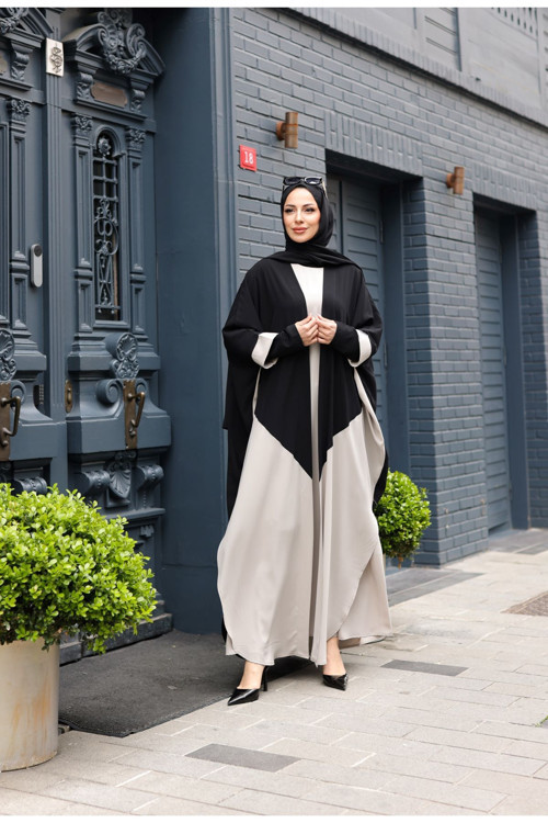 Almila Medine İpeği Elbise & Kimono Ekru- 1003
