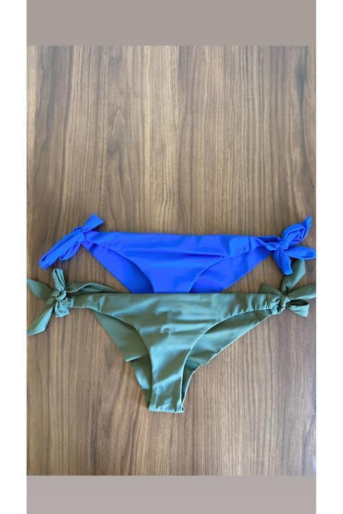 2 Renk 1 Paket Mavi-Haki Brezilya Model Bikini Altı