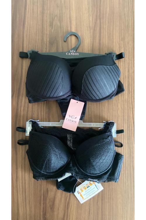 2 ADET 1 PAKET Siyah 2 Farklı Model Sütyen Takımı