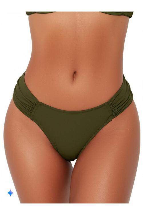 4 Renk 1 Paket Kırmızı - Turuncu - Haki - Siyah Kalın Kenar Dar Kalıp Bikini Altı