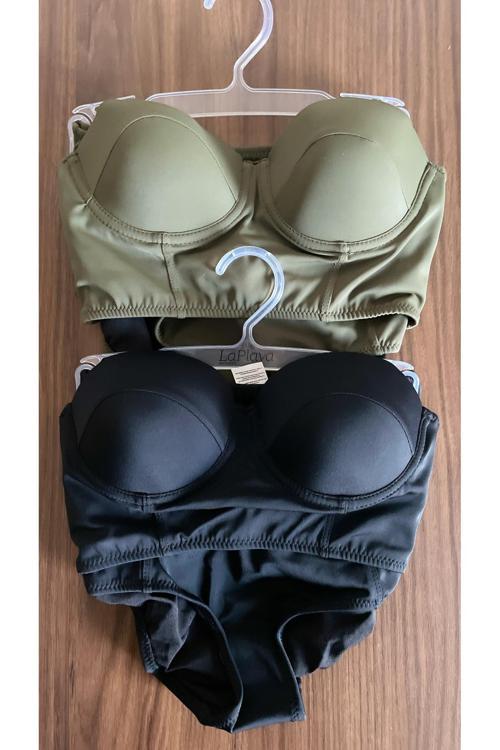 2 Renk 1 Paket Haki -siyah 2 Yüksek Bel Bikini Takımı