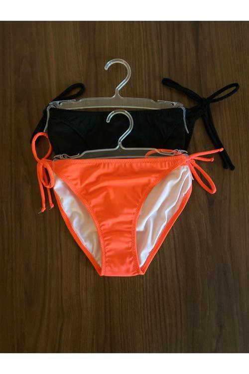 2 RENK 1 PAKET SİYAH-NAR ÇİÇEĞİ İNCE İP BAĞCIKLI BİKİNİ ALTI