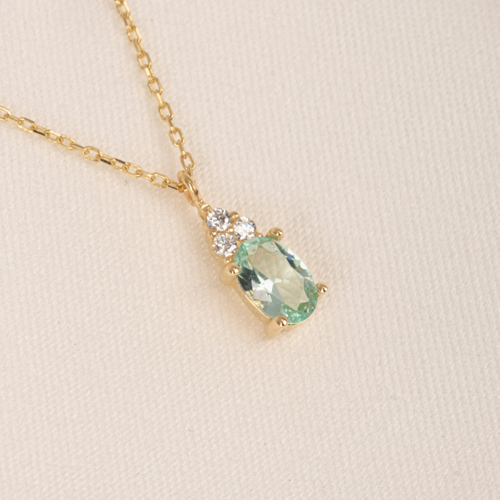 Gümüş Kolye - 1.50 Ct Nano Peridot Pırlanta Montürü Gümüş Kolye - Hediyelik Pırlanta Montürü Kolye