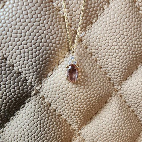 Gümüş Kolye - 1.05CT Zultanit 0.25CT Pırlanta (Signty) Doğal Taşlı Sade Tasarım 925 Ayar Gümüş Kolye