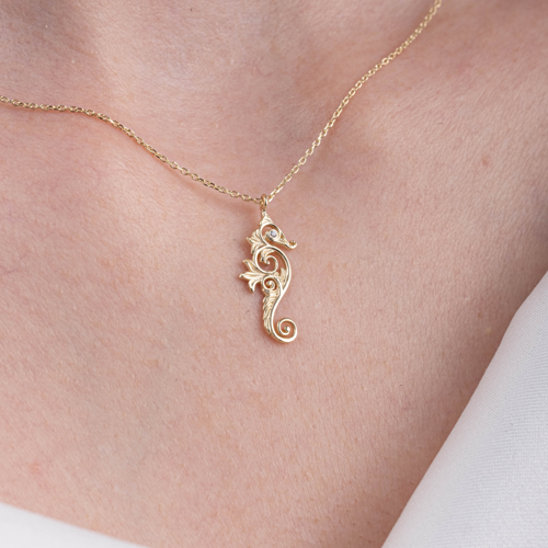 Gümüş Kolye - Denizatı Figürlü Modern Tasarım 925 Ayar Gümüş Kolye