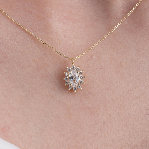 Gümüş Kolye - Signity (Zirkon) 0.90 Karat Anturaj Modern Tasarım 925 Ayar Gümüş Kolye