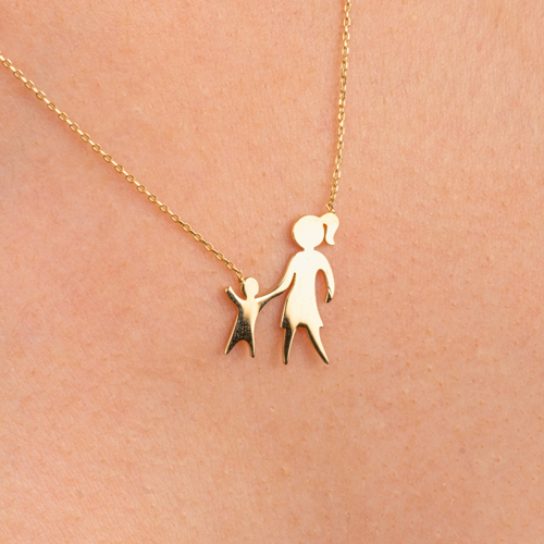 Gümüş Kolye - Anne Kız 925 Ayar Gümüş Kolye