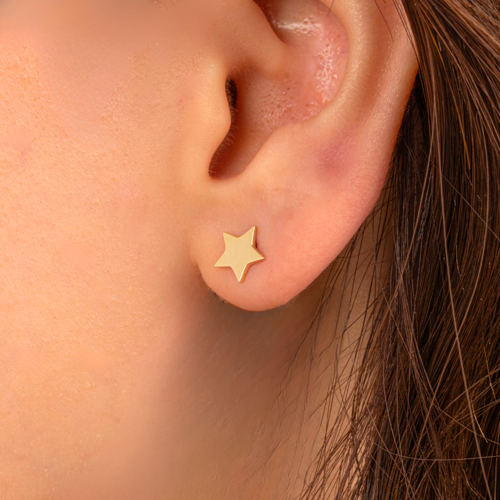 Gümüş Küpe - 925 Ayar Gümüş Minimal Yıldız Figürlü Küpe