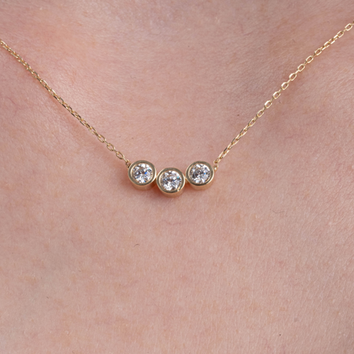 Gümüş Kolye - Tria Pırlanta Montürü Gümüş Kolye-Pırlanta Gümüş Kolye-Hediye Gümüş Kolye