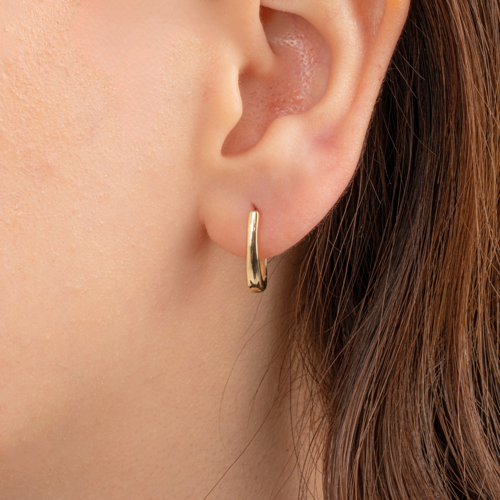 Gümüş Küpe - 925 Ayar Gümüş Oval Halka Küpe