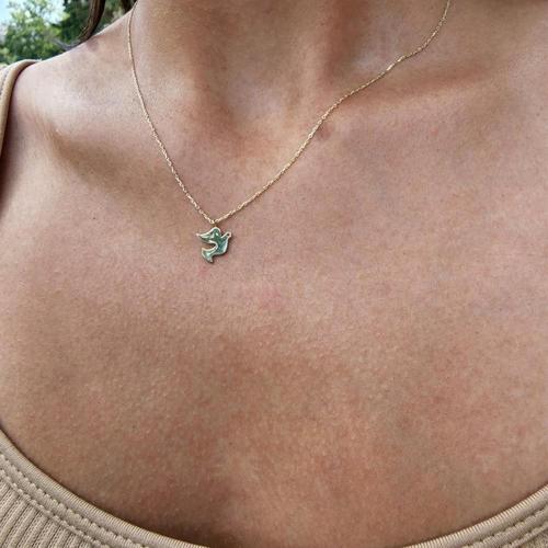 Gümüş Kolye - Talih Kuşu Taşsız Tasarım Modern Gündelik Taşsız 925 Ayar Gümüş Kolye - Güvercin Kolye