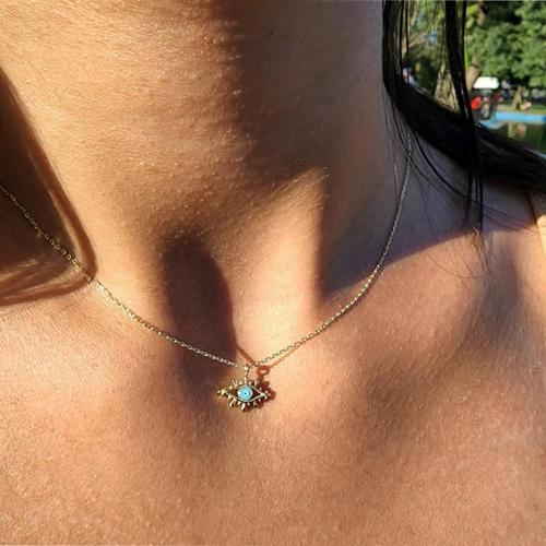 Gümüş Kolye - Tasarım Kirpik Nazar Boncuğu Firuze Mineli Göz Tasarım925 Ayar Gümüş Kolye Gümüş Kolye