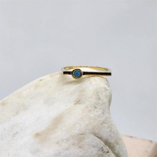 Gümüş Yüzük - 0.25 CT Pırlanta Montörü (Firuze) Taşlı Kare Kol Tasarım 925 Ayar Gümüş Tektaş Yüzük