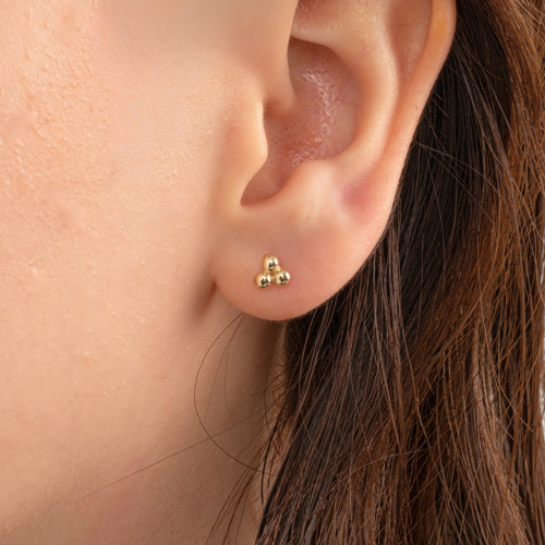 Gümüş Küpe - 925 Ayar Gümüş Üç Toplu Minimal Küpe