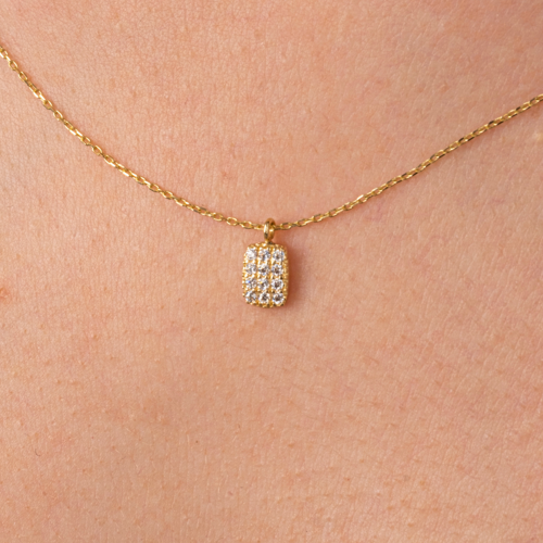 Gümüş Kolye - Zirkon Taşlı Minimal Tasarım 925 Ayar Gümüş Kolye