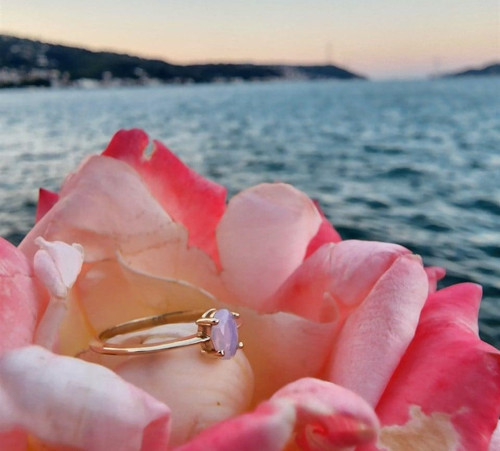 Gümüş Yüzük - 0.90CT Pembe Quartz Tektaş Evlilik Teklifi Pırlanta Montörü Tasarım Tektaş Gümüş Yüzük
