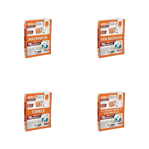 Gizli LGS 8. Sınıf Tüm Dersler Deneme Seti 4 Kitap Gizli Yayınları