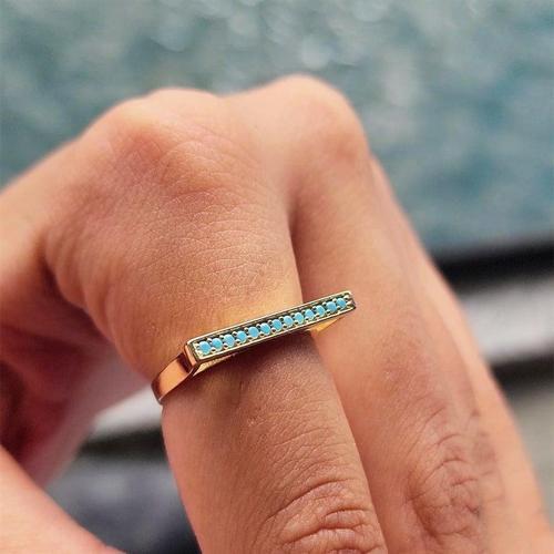 Gümüş Yüzük - Firuze Taşlı Düz Çizgi Modern Dizayn 925 Ayar Gümüş Yüzük