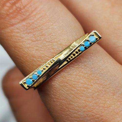 Gümüş Yüzük - Firuze Taşlı Gündelik Gösterişli Tasarım 925 Ayar Gümüş Yüzük