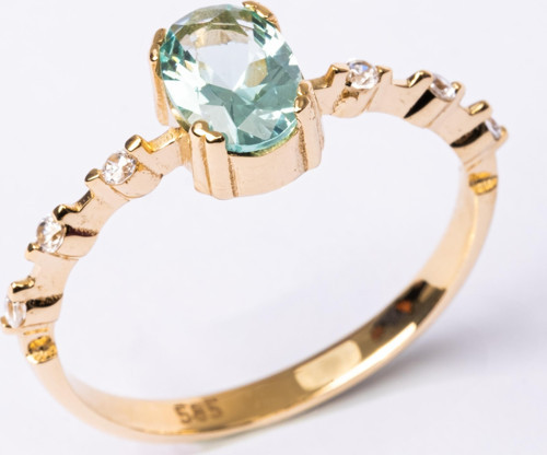 Gümüş Yüzük - Green Topaz Taşlı Kadın Modern Tasarım 925 Ayar Gümüş Evlilik Teklifi Yüzüğü